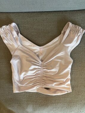 FP Movement by Free People Blush Pink Ruched Crop Tank Top